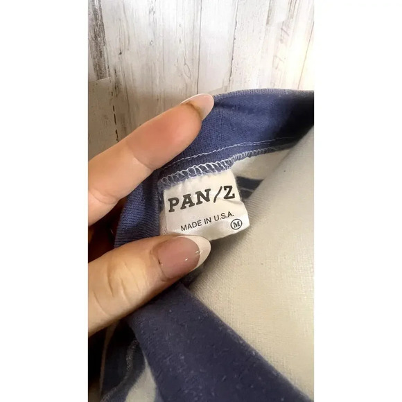 Vintage Pan-Z Men's Blue White Striped Short Sleeve Button-Up Shirt Size Medium - Picture 5 of 5